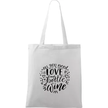 All you need is love and bottle of wine - Taška bavlněná - 42 x 38 cm ( Bílá )