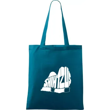 Shih-tzu - nápis v těle - Taška bavlněná - 42 x 38 cm ( Petrolejová )