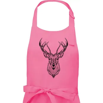 Kuchyňská zástěra Jelen kresba - Pánská zástěra na vaření - Univerzální velikost ( Růžová )