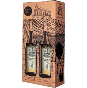 Papírová krabice malovaná na 2 vína Cibulka