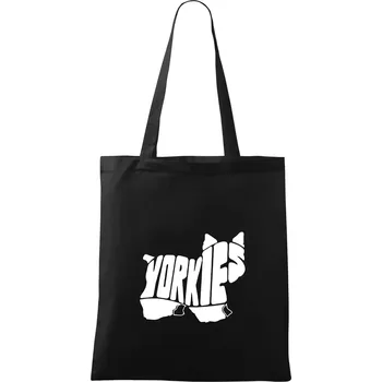 Nákupní taška Jorkšírský teriér - Yorkie - Nápis v těle - Taška bavlněná - 42 x 38 cm ( Černá )