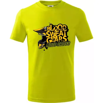 Motocross blood sweat gears - Tričko dětské bavlněné - 98 cm / 2 roky ( Limetková )