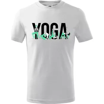 Yoga nápis barevný - Tričko dětské bavlněné - 98 cm / 2 roky ( Bílá )