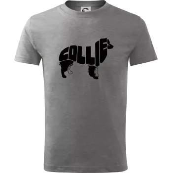 Border kolie písmo v těle - Tričko dětské bavlněné - 98 cm / 2 roky ( Tmavě šedý melír )