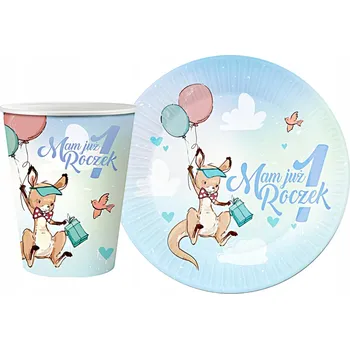 Party nádobí Talířky + Kelímky Mám už rok s klokanem
