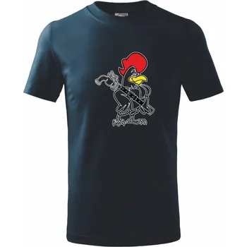 Zarostlý kohout - Tričko dětské bavlněné - 98 cm / 2 roky ( Námořní modrá (velmi tmavá - téměř černá) )