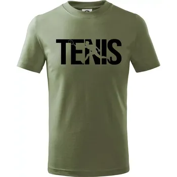 Chlapecké tričko Tenis nápis silueta - Tričko dětské bavlněné - 98 cm / 2 roky ( Khaki )