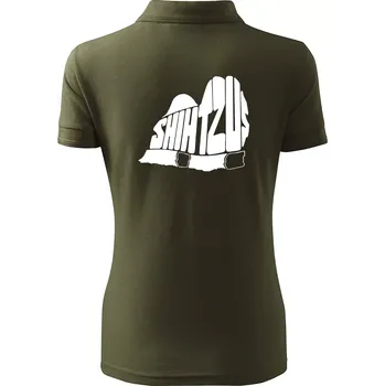 Shih-tzu - nápis v těle - Polokošile dámská Pique Polo - XL ( Military )