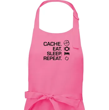Kuchyňská zástěra Eat sleep repeat Cache - Pánská zástěra na vaření - Univerzální velikost ( Růžová )