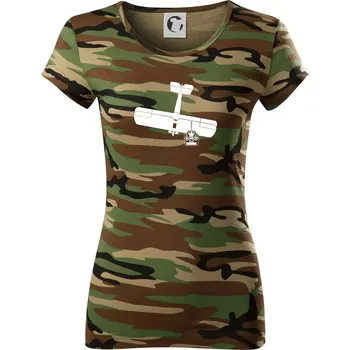 Dámské tričko RC letadlo - Dámské maskáčové triko - XS ( Hnědý maskáč )