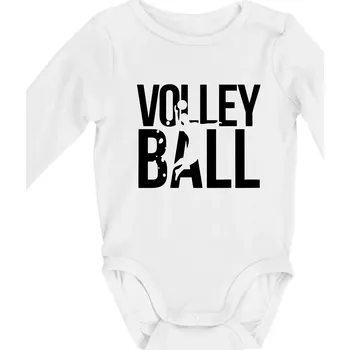 Volleyball nápis - Body kojenecké s dlouhým rukávem - Dlouhý r. do 3 měs ( Bílá )