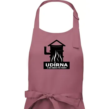 Kuchyňská zástěra Udírna je můj domeček pro panenky - Pánská zástěra na vaření - Univerzální velikost ( Starorůžová )