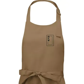 Kuchyňská zástěra King of hearts - Pánská zástěra na vaření - Univerzální velikost ( Cappuccino )