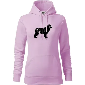 Dámská mikina Novofundlandský pes - nápis v tělě - Mikina dámská Cape s kapucí - XS ( Orchid )