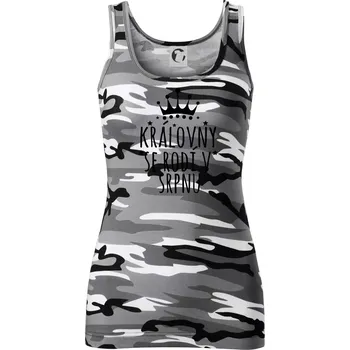 Dámské tričko Královny se rodí v srpnu - Dámské Maskáčové tílko - XS ( Šedý maskáč )