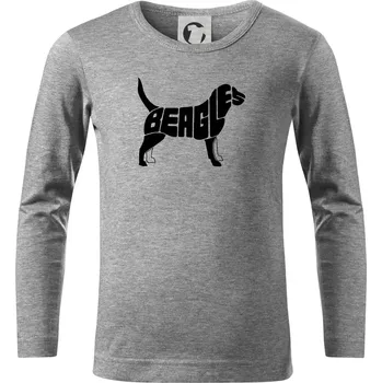 Chlapecké tričko Bígl - nápis v těle - Triko dětské Long Sleeve - 158 cm/12 let ( Tmavě šedý melír )