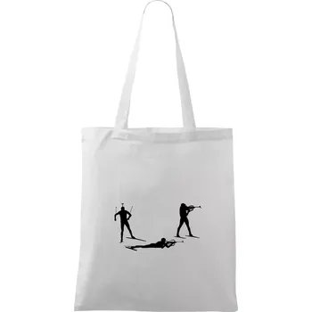 Nákupní taška Biatlonista závod ON - Taška bavlněná - 42 x 38 cm ( Bílá )
