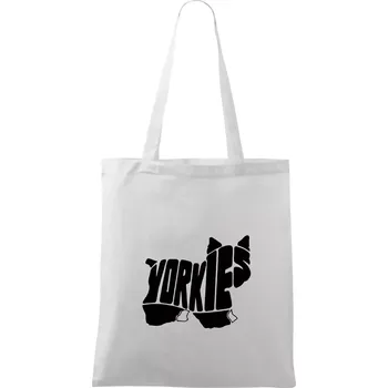 Nákupní taška Jorkšírský teriér - Yorkie - Nápis v těle - Taška bavlněná - 42 x 38 cm ( Bílá )