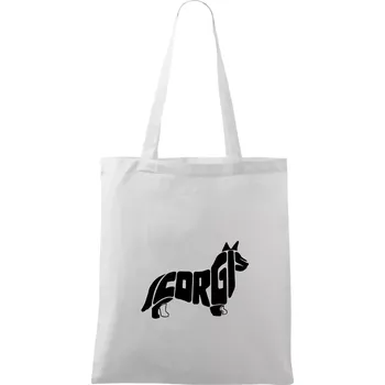 Corgi - nápis v těle - Taška bavlněná - 42 x 38 cm ( Bílá )