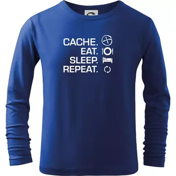 Chlapecké tričko Eat sleep repeat Cache - Triko dětské Long Sleeve - 134 cm/8 let ( Královská modrá )