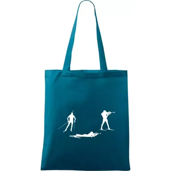 Biatlonistka závod - Taška bavlněná - 42 x 38 cm ( Petrolejová )