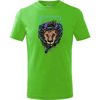 Chlapecké tričko Bad Boy lev - Tričko dětské bavlněné - 98 cm / 2 roky ( Apple Green )