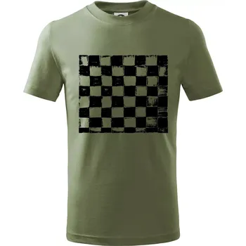 Dětská móda Šachovnice černá kreslená - Tričko dětské bavlněné - 98 cm / 2 roky ( Khaki )