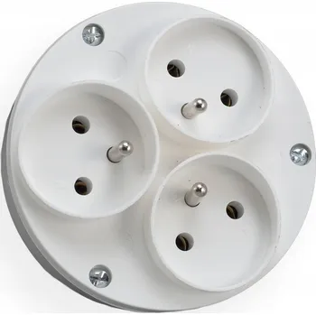 Elektrická zásuvka 3zásuvkový Rozbočka s uzemněním, bílý Elgotech RO-30