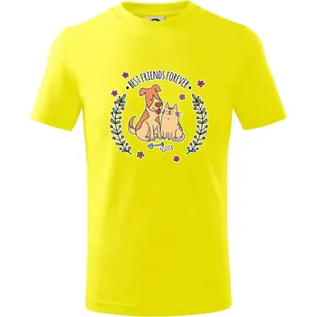 Chlapecké tričko Kočka a pes best friends - Tričko dětské bavlněné - 98 cm / 2 roky ( Citrónová )