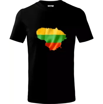 Chlapecké tričko Litva vlajka mapa - Tričko dětské bavlněné - 98 cm / 2 roky ( Černá )