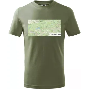 Chlapecké tričko Jizerské hory mapa - Tričko dětské bavlněné - 98 cm / 2 roky ( Khaki )