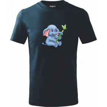 Chlapecké tričko Slon s pastelkou (Hana-creative) - Tričko dětské bavlněné - 98 cm / 2 roky ( Námořní modrá (velmi tmavá - téměř černá) )