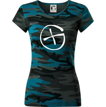 Dámské oblečení Geocachka - Dámské maskáčové triko - M ( Petrolejová maskáč )