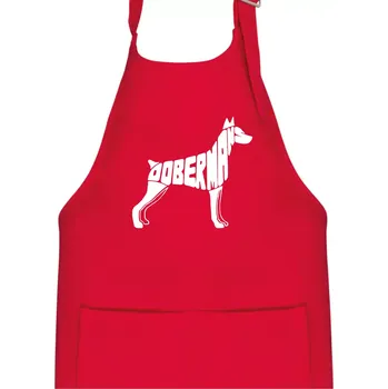 Kuchyňská zástěra Dobrmans - nápis v tělě - Dětská zástěra na vaření - Univerzální velikost ( Červená )