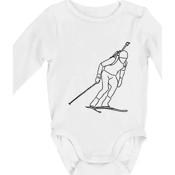 Kojenecký body Biatlonista skica - Body kojenecké s dlouhým rukávem - Dlouhý r. do 3 měs ( Bílá )