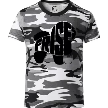 Chlapecké tričko Bišonek - fries nápis v těle - Dětské maskáčové triko - 146 cm/10 let ( Šedý maskáč )