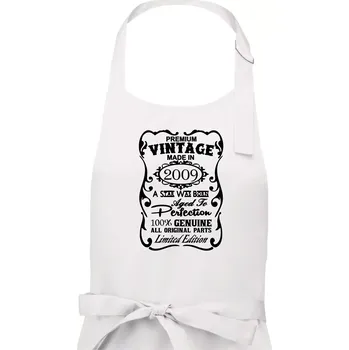 Kuchyňská zástěra Vintage Etiketa - 2009 - Dámská zástěra na vaření - Univerzální velikost ( Bílá )
