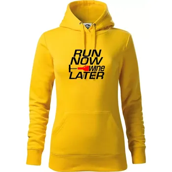 Dámská mikina Run now Wine later - Mikina dámská Cape s kapucí - S ( Žlutá )