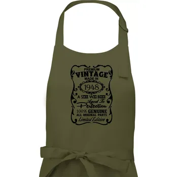 Kuchyňská zástěra Vintage Etiketa - 1948 - Dámská zástěra na vaření - Univerzální velikost ( Khaki )