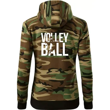 Dámská mikina Volleyball nápis - Dámská mikina trendy zipper s kapucí - M ( Hnědý maskáč )