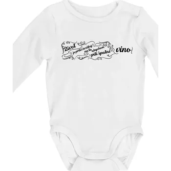 Život je příliš krátký - lahev - Body kojenecké s dlouhým rukávem - Dlouhý r. do 3 měs ( Bílá )