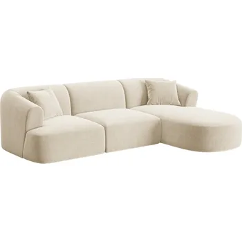 Pohovka Cosmopolitan Design Světle béžová sametová rohová pohovka Campi 256 cm, pravá