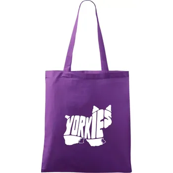 Jorkšírský teriér - Yorkie - Nápis v těle - Taška bavlněná - 42 x 38 cm ( Fialová )