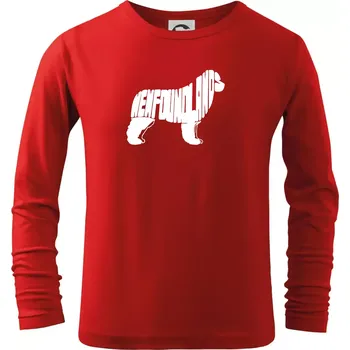 Chlapecké tričko Novofundlandský pes - nápis v tělě - Triko dětské Long Sleeve - 122 cm/6 let ( Červená )