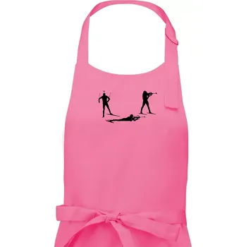 Kuchyňská zástěra Biatlonista závod ON - Pánská zástěra na vaření - Univerzální velikost ( Růžová )