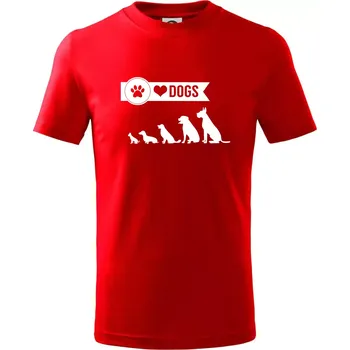 Chlapecké tričko I love dogs - tlapka - Tričko dětské bavlněné - 98 cm / 2 roky ( Červená )