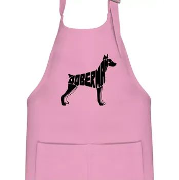 Kuchyňská zástěra Dobrmans - nápis v tělě - Dětská zástěra na vaření - Univerzální velikost ( Růžová )