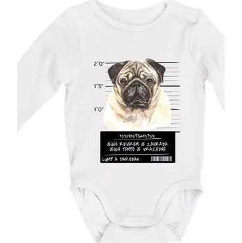 Kojenecký body Lump a darebák mopsík - Body kojenecké s dlouhým rukávem - Dlouhý r. do 3 měs ( Bílá )