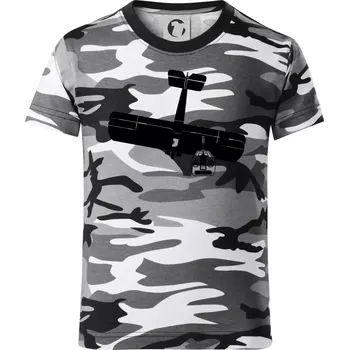 Chlapecké tričko RC letadlo - Dětské maskáčové triko - 134 cm/8 let ( Šedý maskáč )