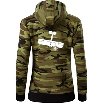 Dámská mikina RC letadlo - Dámská mikina trendy zipper s kapucí - 2XL ( Zelený maskáč )